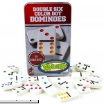 Toysery Double 6 Color Dot Dominoes Game Set White Dominoes 28 Piece Set Toy in Tin Case Six Dot Dominoes Match & Educational Game  B07C7GZ2QF
